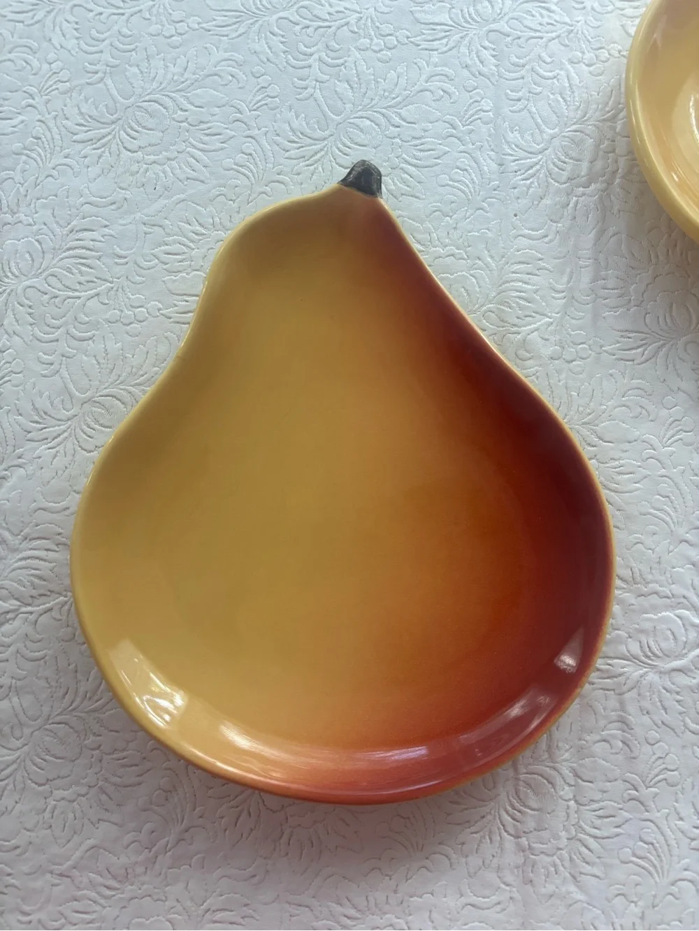 Set of 4 Vintage Pottery Barn Yellow-Orange Pear-Shaped Ceramic Serving Plates